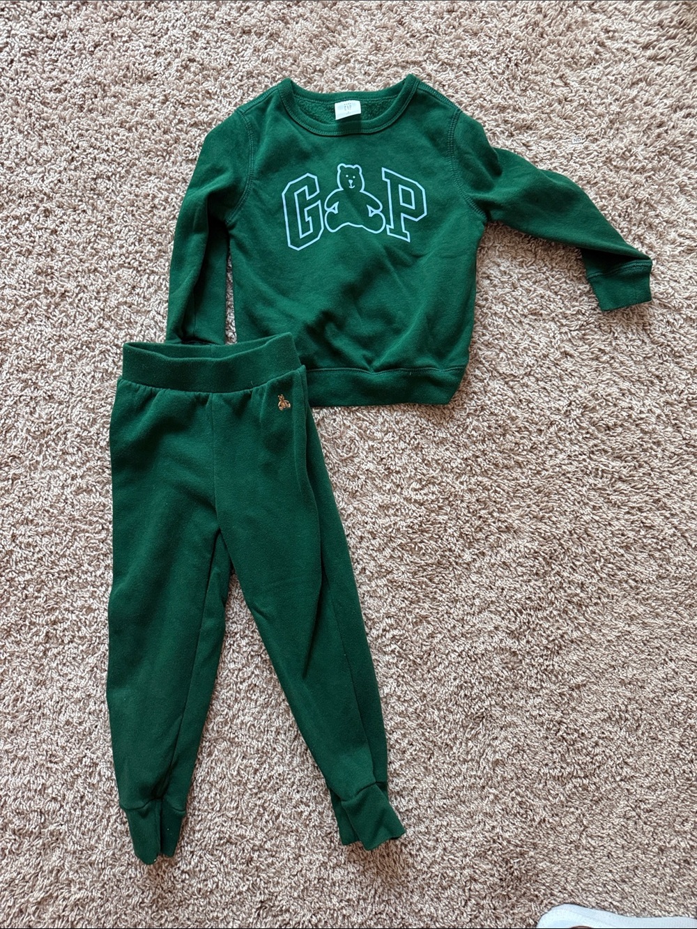 GAP Kids Dark Green Fleece Joggers Set - Green Cozy Bottoms